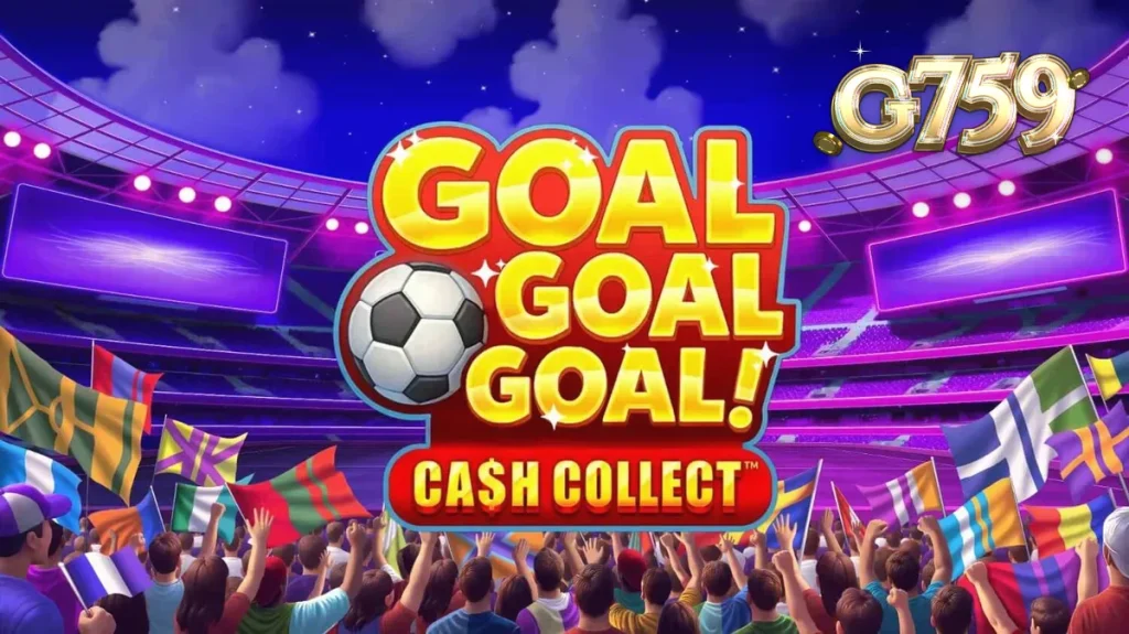 Interface do slot Goal Goal Goal: Cash Collect com tema de futebol